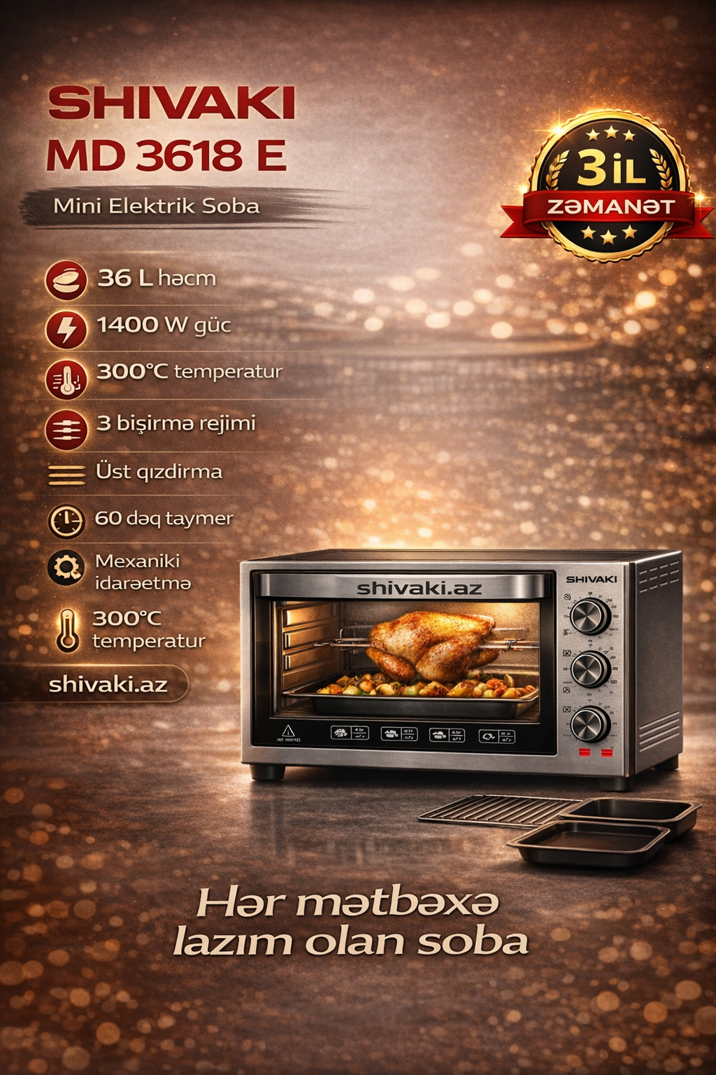 Elektrik soba Shivaki 3618 E